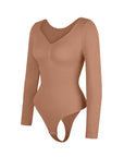 Marcella - Naadloze Lange Mouw Body met String, Borstondersteuning & Buikcontrole - Bella Fit™