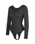 Marcella - Naadloze Lange Mouw Body met String, Borstondersteuning & Buikcontrole - Bella Fit™